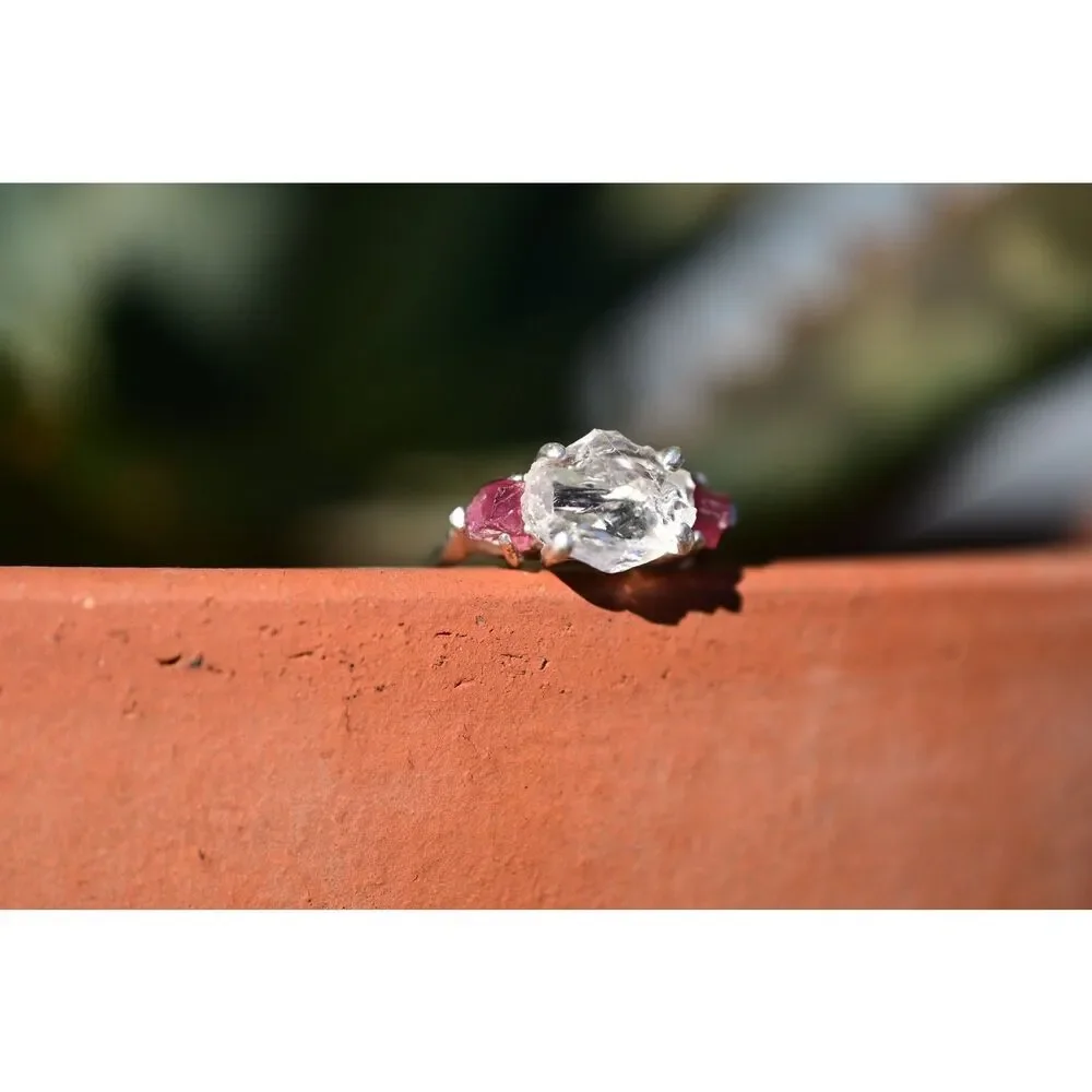 Alternative engagement ring pink tourmaline clear lake county diamond